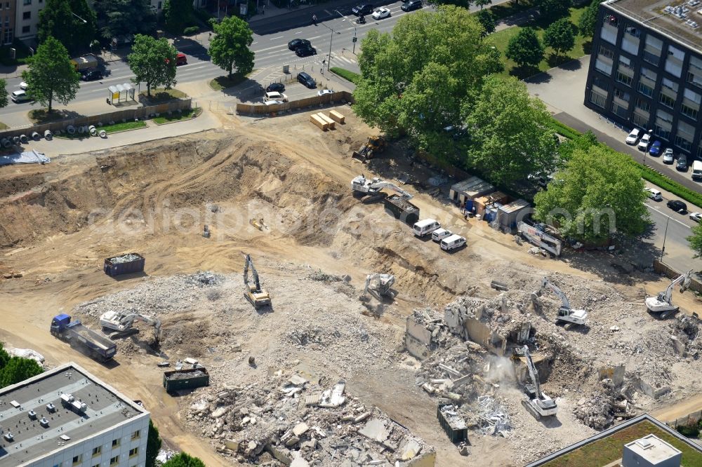 Frankfurt am Main from the bird's eye view: Construction site for the new building Campus-Meile in Frankfurt in the state Hesse