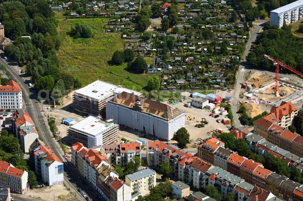 Aerial image Leipzig - Construction site for the new building Campus Quartiersschule Oberschule - oeffentliche Einrichtungen in of Ihmelsstrasse - Wurzner Strasse - Kroenerstrasse in the district Sellerhausen in Leipzig in the state Saxony, Germany