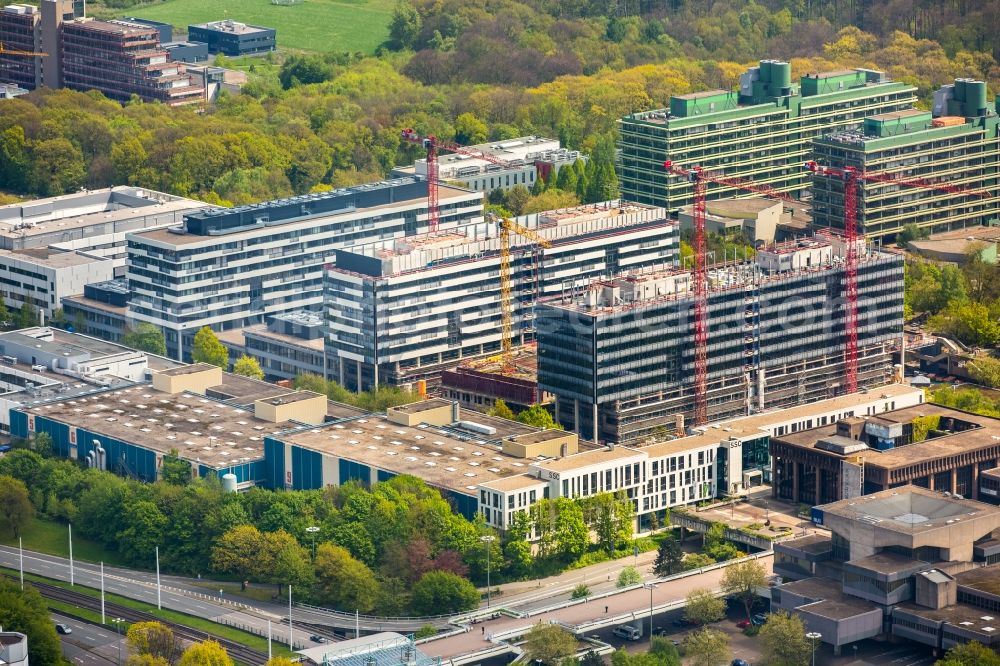 Bochum from above - Construction site for the new building on the campus of RUB Ruhr-Universitaet Bochum in North Rhine-Westphalia