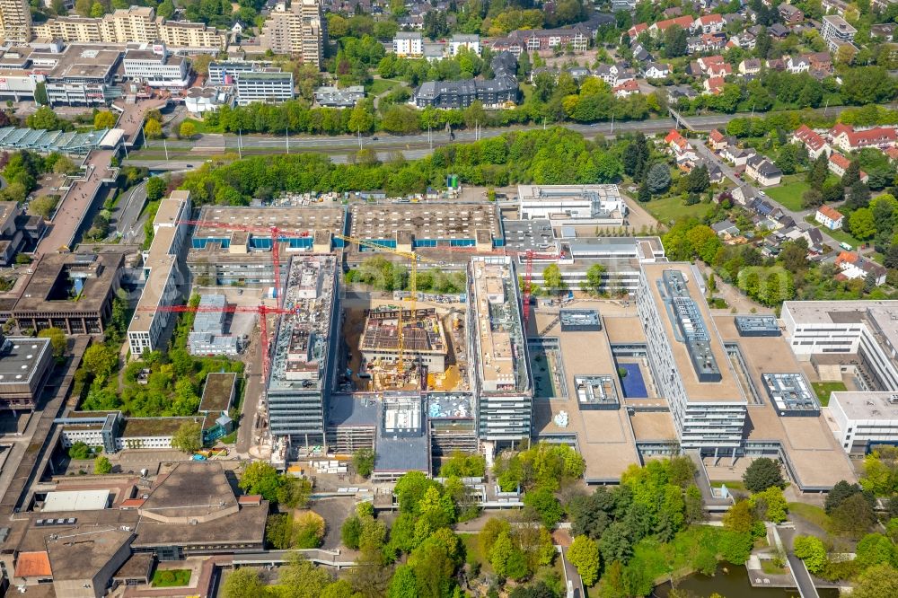 Aerial photograph Bochum - Construction site for the new building on the campus of RUB Ruhr-Universitaet Bochum in North Rhine-Westphalia