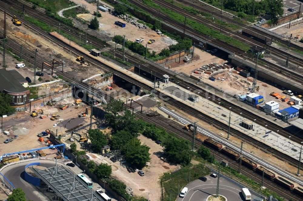 Aerial image Magdeburg - Construction site for the new channel building Citytunnel in Magdeburg in the state Saxony-Anhalt