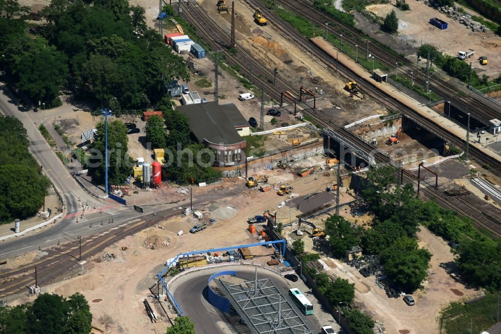 Aerial photograph Magdeburg - Construction site for the new channel building Citytunnel in Magdeburg in the state Saxony-Anhalt