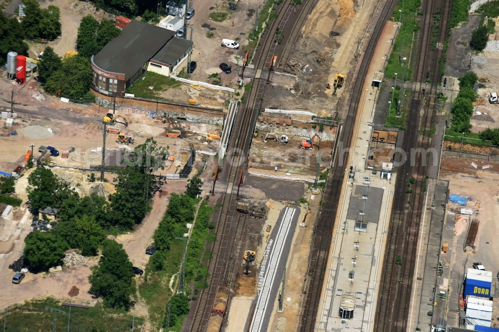 Magdeburg from the bird's eye view: Construction site for the new channel building Citytunnel in Magdeburg in the state Saxony-Anhalt