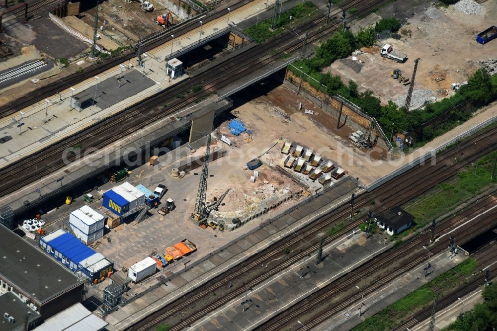 Magdeburg from above - Construction site for the new channel building Citytunnel in Magdeburg in the state Saxony-Anhalt