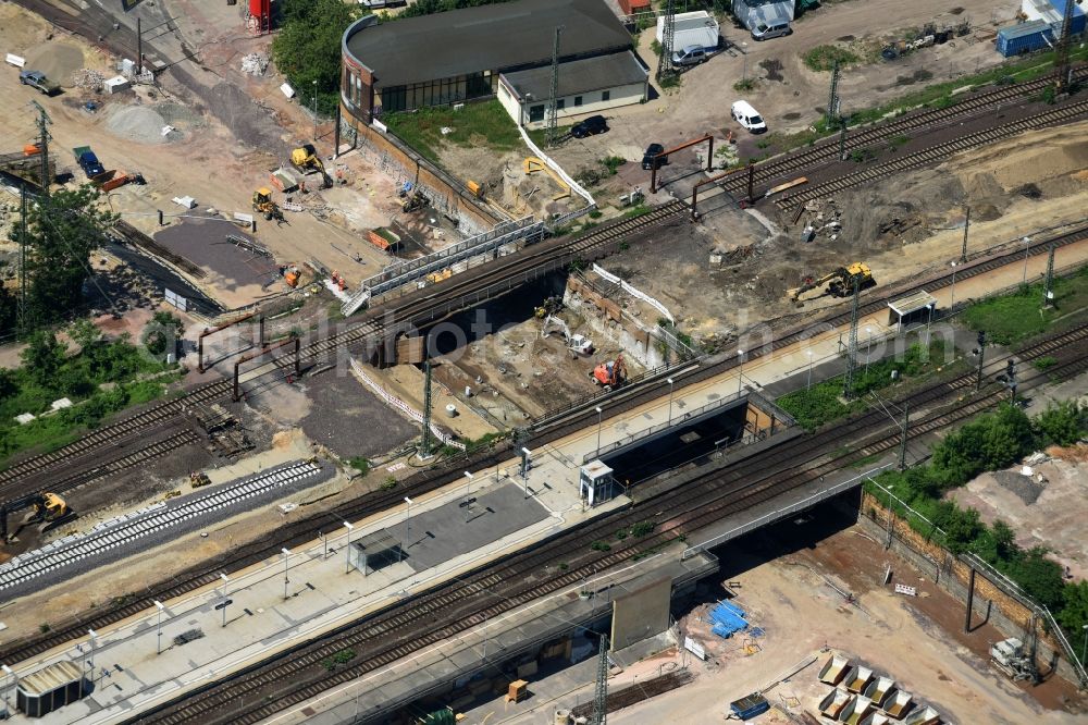 Aerial image Magdeburg - Construction site for the new channel building Citytunnel in Magdeburg in the state Saxony-Anhalt