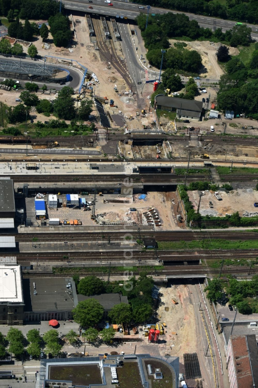 Aerial photograph Magdeburg - Construction site for the new channel building Citytunnel in Magdeburg in the state Saxony-Anhalt