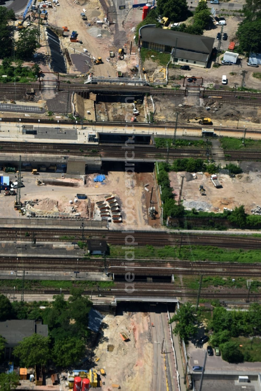 Magdeburg from above - Construction site for the new channel building Citytunnel in Magdeburg in the state Saxony-Anhalt