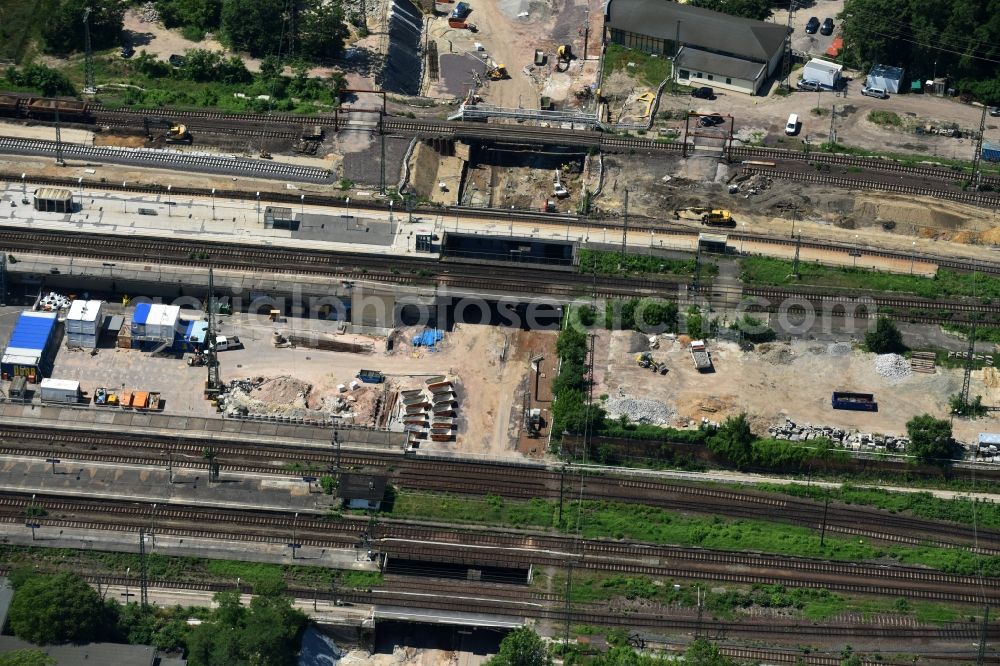 Aerial photograph Magdeburg - Construction site for the new channel building Citytunnel in Magdeburg in the state Saxony-Anhalt