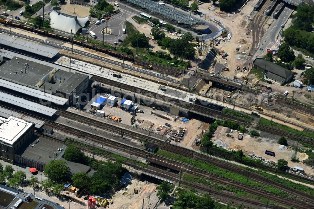 Magdeburg from the bird's eye view: Construction site for the new channel building Citytunnel in Magdeburg in the state Saxony-Anhalt