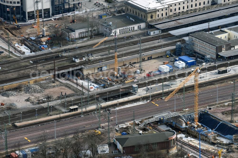 Aerial image Magdeburg - Construction site for the new channel building Citytunnel in Magdeburg in the state Saxony-Anhalt