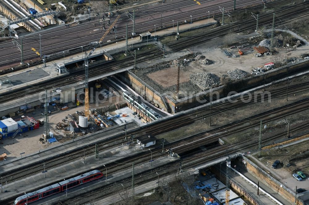 Aerial image Magdeburg - Construction site for the new channel building Citytunnel in Magdeburg in the state Saxony-Anhalt