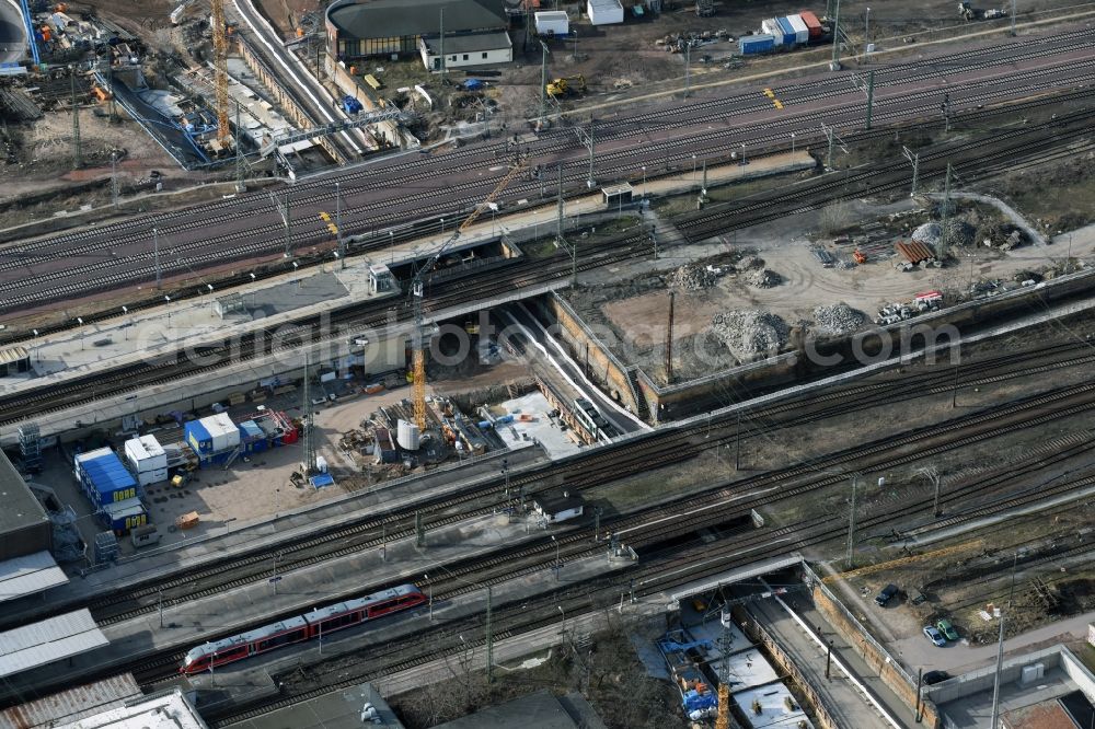 Aerial photograph Magdeburg - Construction site for the new channel building Citytunnel in Magdeburg in the state Saxony-Anhalt