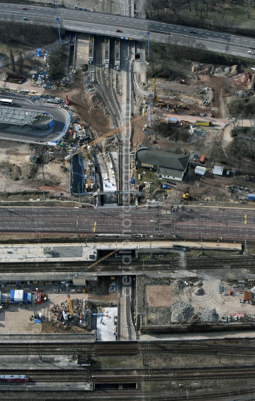 Aerial image Magdeburg - Construction site for the new channel building Citytunnel in Magdeburg in the state Saxony-Anhalt