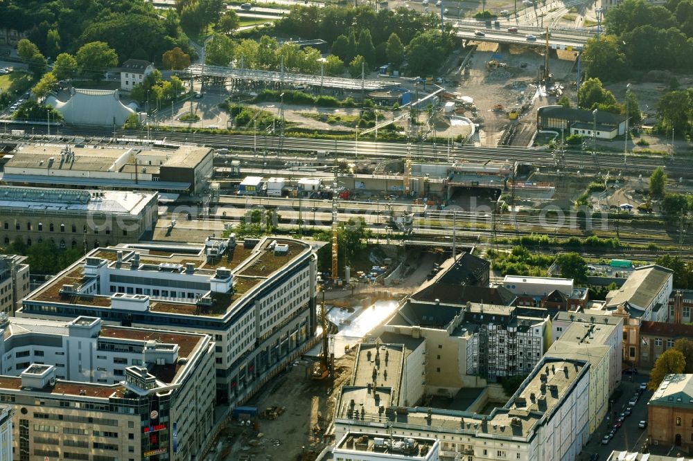 Aerial photograph Magdeburg - Construction site for the new channel building Citytunnel in Magdeburg in the state Saxony-Anhalt