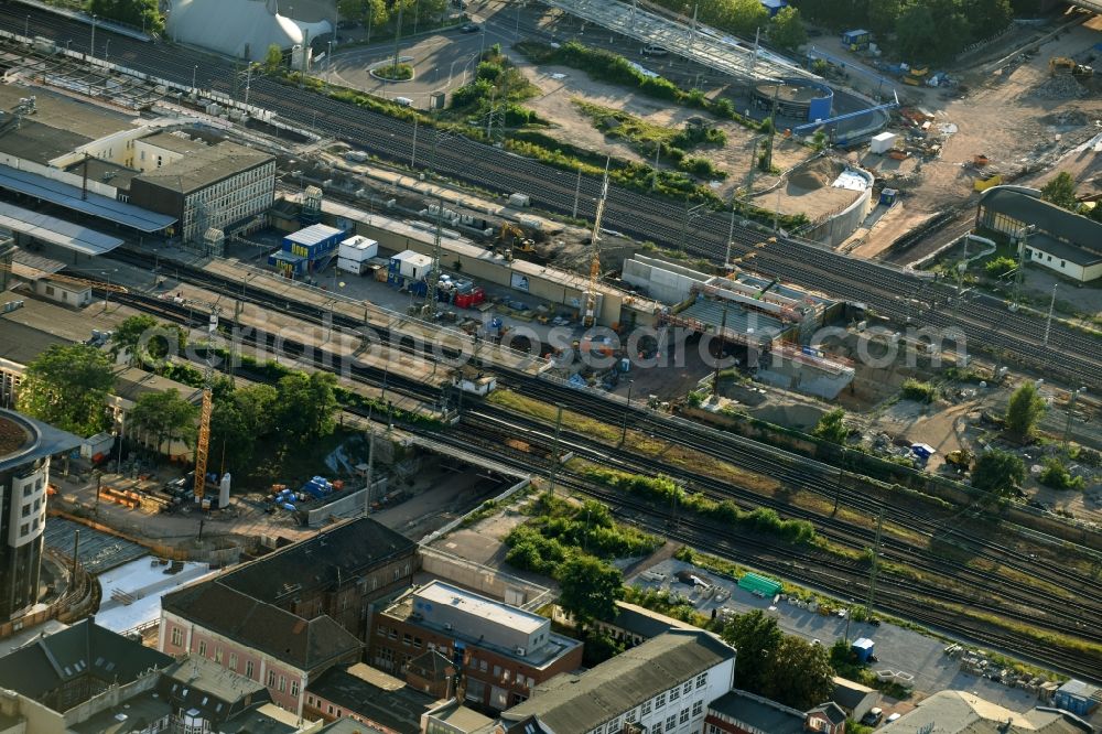 Magdeburg from the bird's eye view: Construction site for the new channel building Citytunnel in Magdeburg in the state Saxony-Anhalt