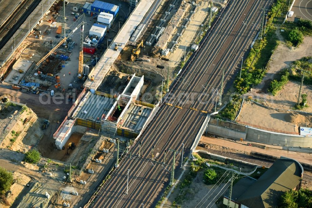 Aerial image Magdeburg - Construction site for the new channel building Citytunnel in Magdeburg in the state Saxony-Anhalt