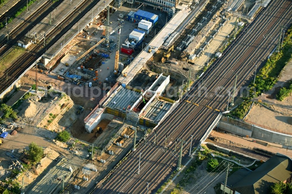 Aerial photograph Magdeburg - Construction site for the new channel building Citytunnel in Magdeburg in the state Saxony-Anhalt