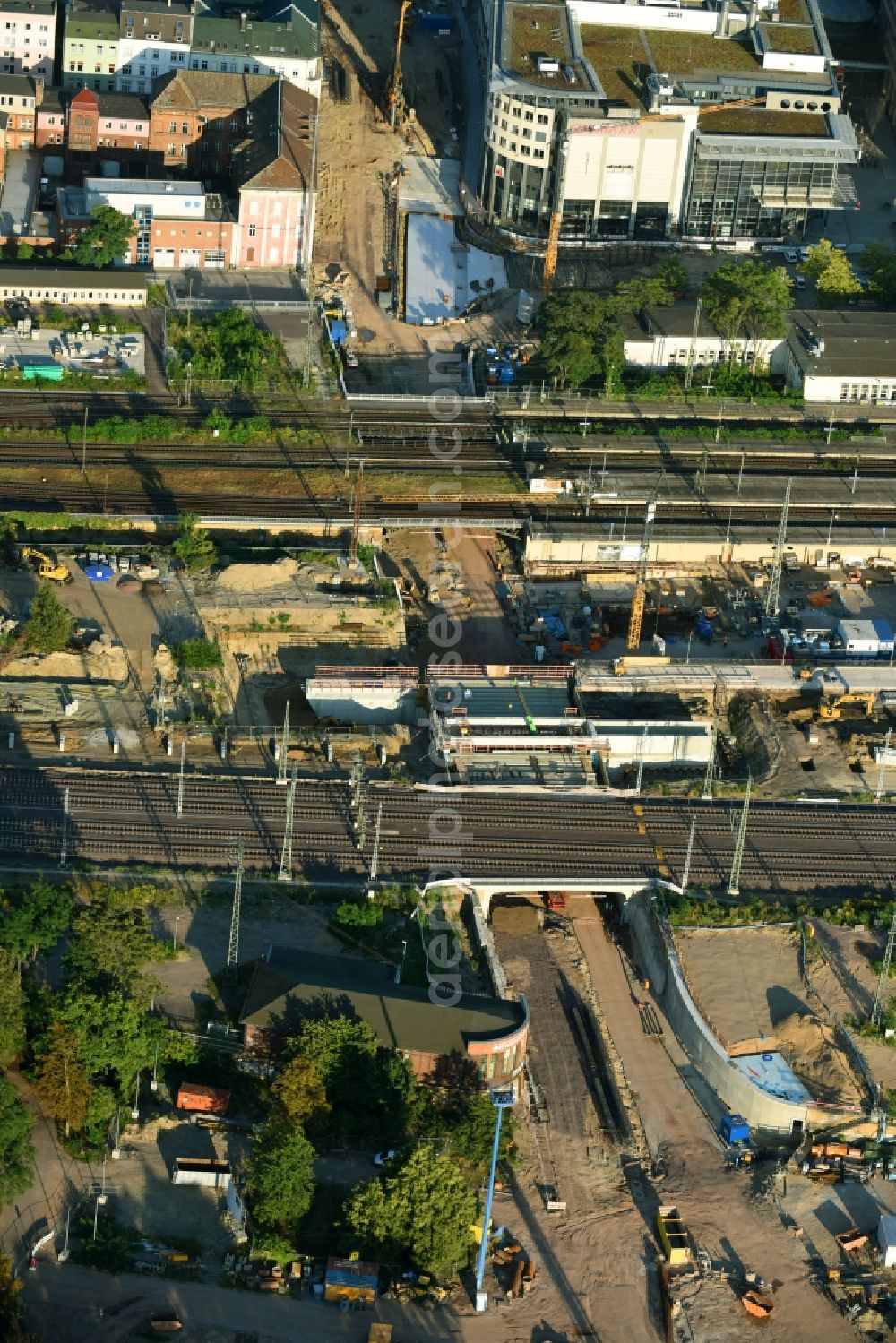 Aerial photograph Magdeburg - Construction site for the new channel building Citytunnel in Magdeburg in the state Saxony-Anhalt