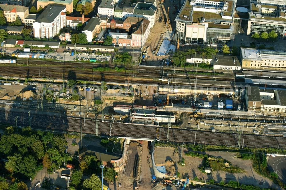 Aerial photograph Magdeburg - Construction site for the new channel building Citytunnel in Magdeburg in the state Saxony-Anhalt