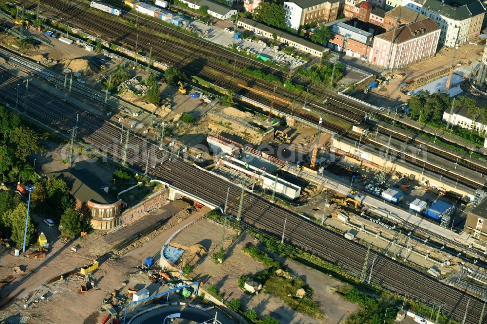 Aerial image Magdeburg - Construction site for the new channel building Citytunnel in Magdeburg in the state Saxony-Anhalt