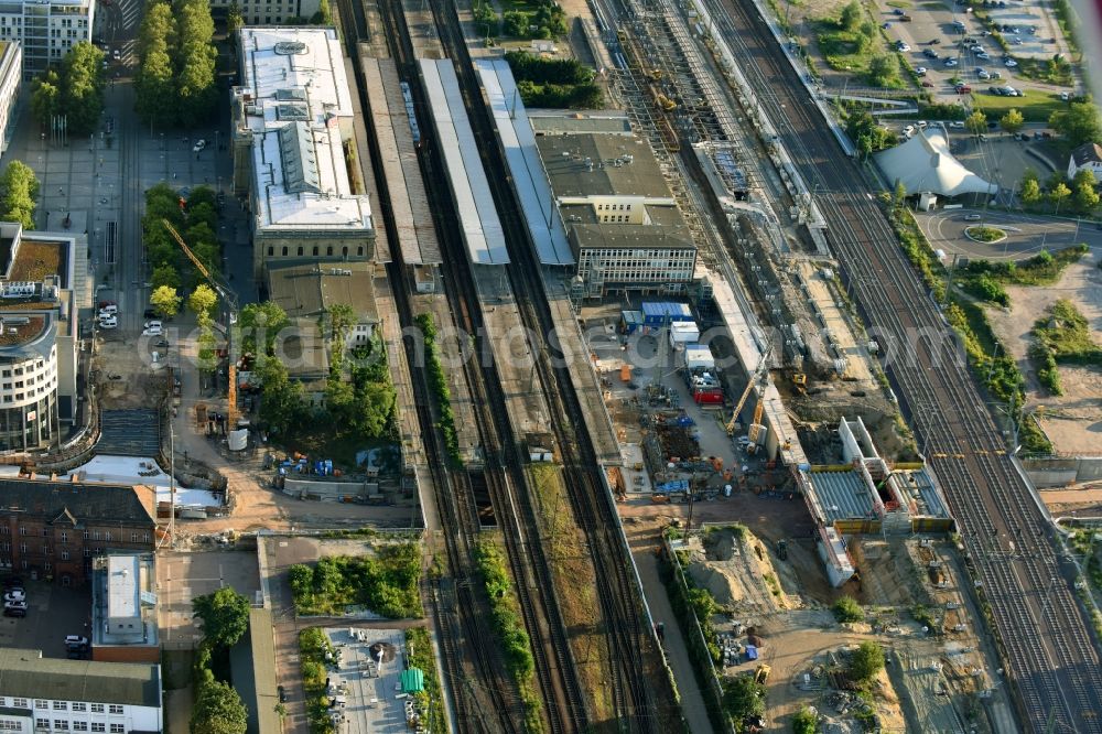 Magdeburg from the bird's eye view: Construction site for the new channel building Citytunnel in Magdeburg in the state Saxony-Anhalt