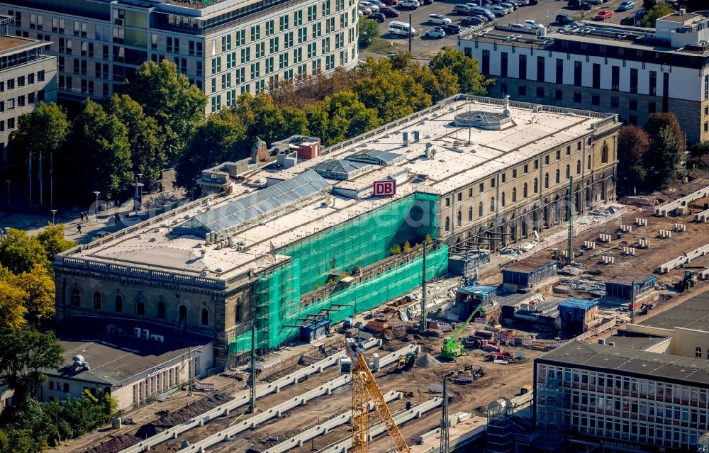 Aerial image Magdeburg - Construction site for the new channel building Citytunnel in Magdeburg in the state Saxony-Anhalt