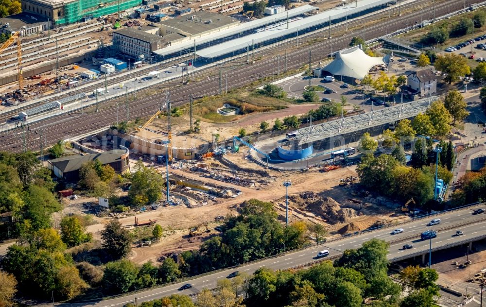 Magdeburg from above - Construction site for the new channel building Citytunnel in Magdeburg in the state Saxony-Anhalt