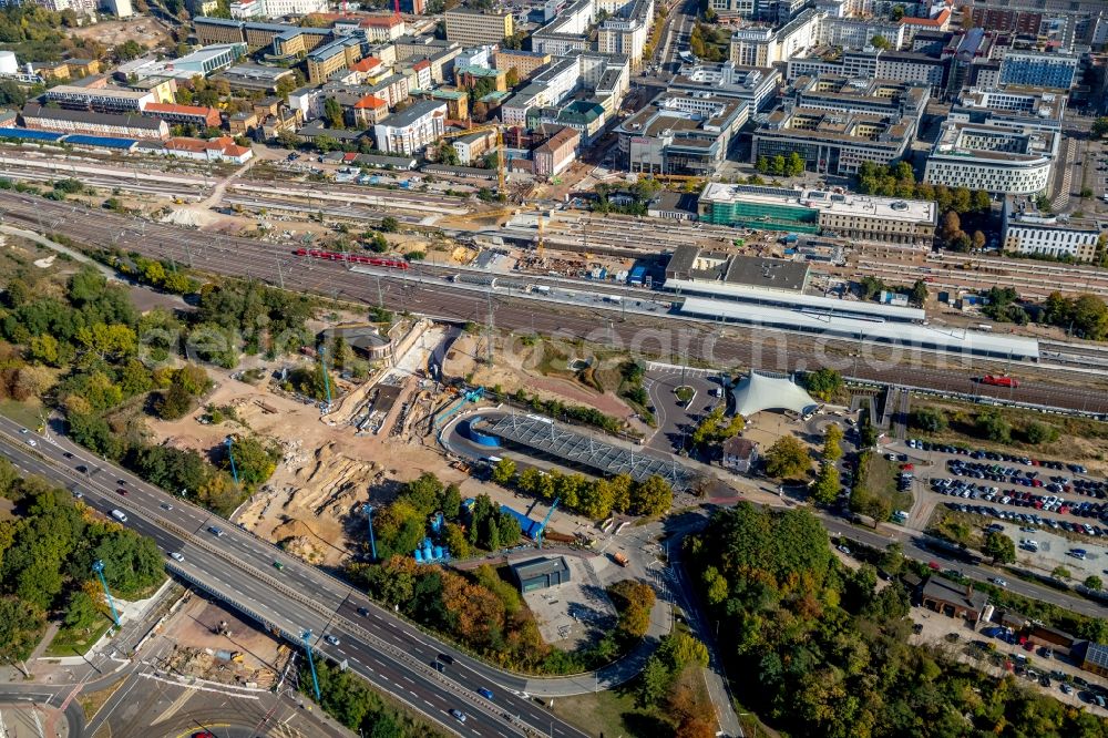 Magdeburg from above - Construction site for the new channel building Citytunnel in Magdeburg in the state Saxony-Anhalt