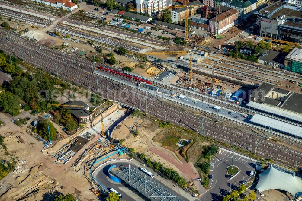 Aerial image Magdeburg - Construction site for the new channel building Citytunnel in Magdeburg in the state Saxony-Anhalt