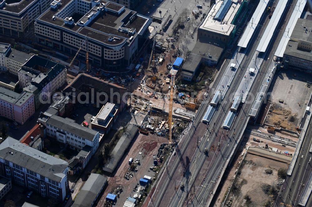 Aerial image Magdeburg - Construction site for the new channel building Citytunnel in Magdeburg in the state Saxony-Anhalt