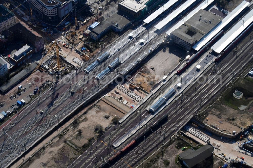 Aerial photograph Magdeburg - Construction site for the new channel building Citytunnel in Magdeburg in the state Saxony-Anhalt