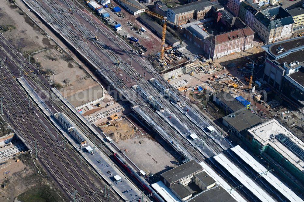 Aerial image Magdeburg - Construction site for the new channel building Citytunnel in Magdeburg in the state Saxony-Anhalt