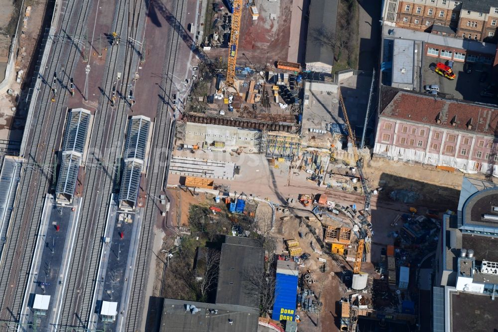 Aerial photograph Magdeburg - Construction site for the new channel building Citytunnel in Magdeburg in the state Saxony-Anhalt