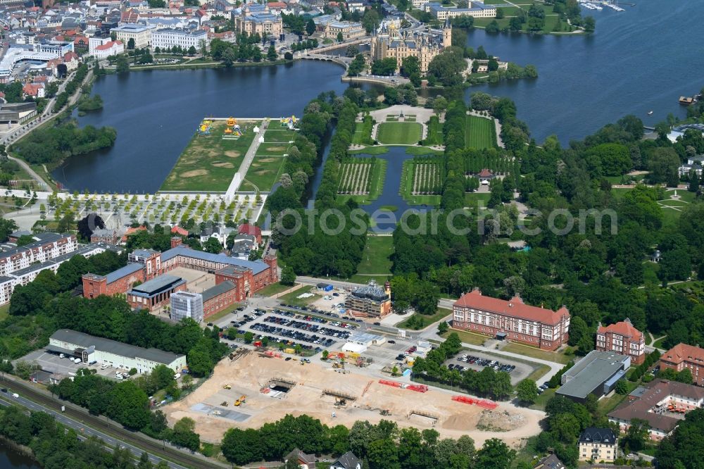 Aerial image Schwerin - Construction site for the construction of depots and workshops in Schwerin in Mecklenburg-Vorpommern, Germany