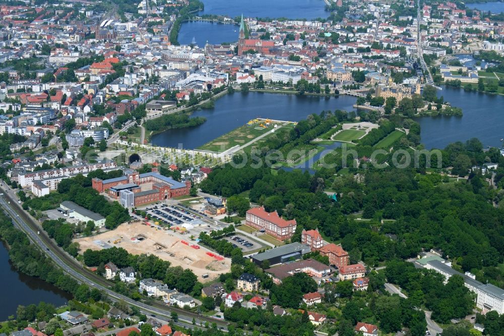 Aerial photograph Schwerin - Construction site for the construction of depots and workshops in Schwerin in Mecklenburg-Vorpommern, Germany