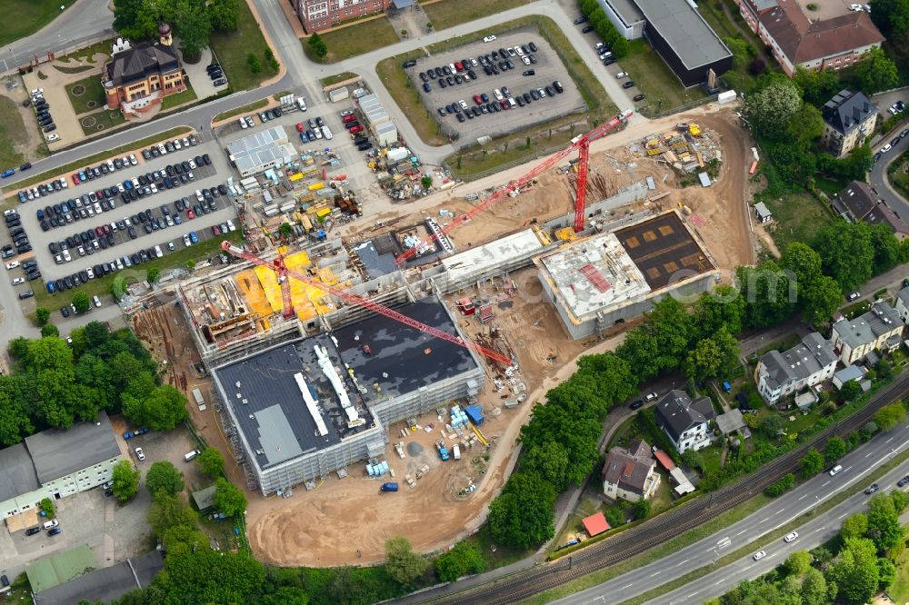 Schwerin from above - Construction site for the construction of depots and workshops in Schwerin in Mecklenburg-Vorpommern, Germany