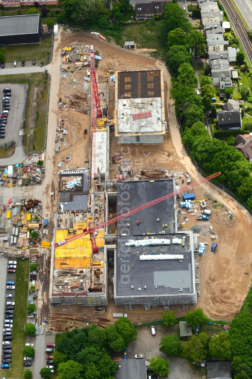 Schwerin from the bird's eye view: Construction site for the construction of depots and workshops in Schwerin in Mecklenburg-Vorpommern, Germany