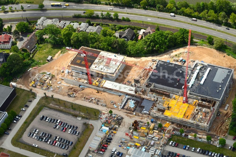 Aerial photograph Schwerin - Construction site for the construction of depots and workshops in Schwerin in Mecklenburg-Vorpommern, Germany