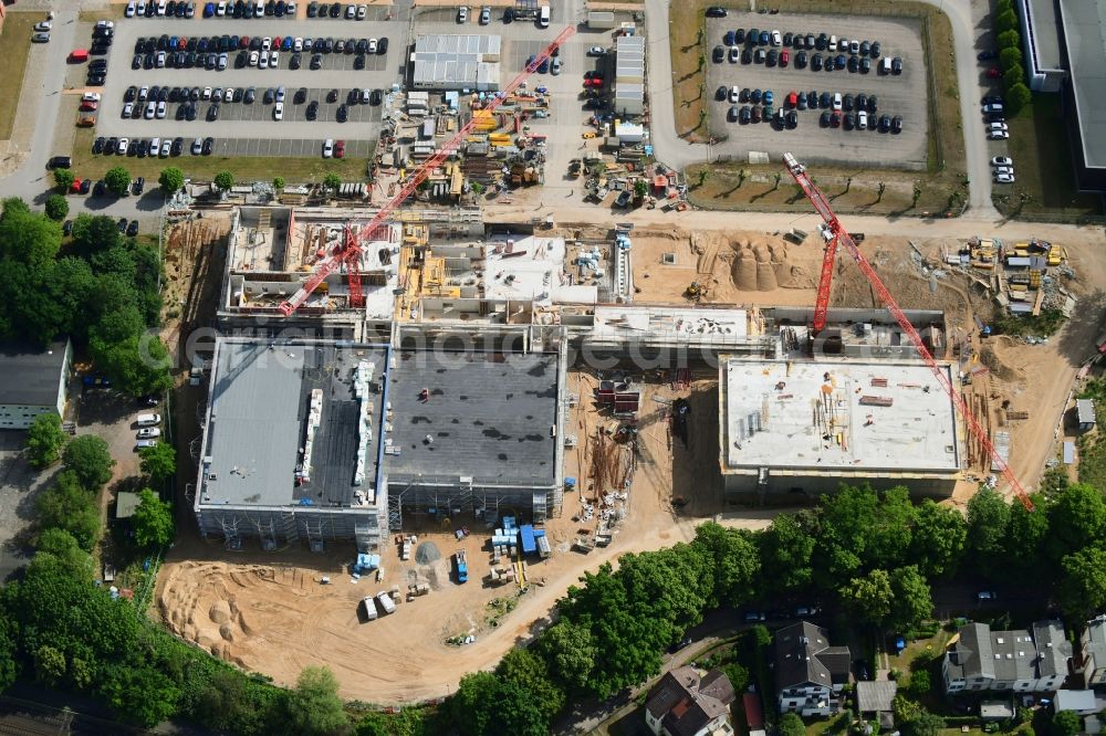 Aerial image Schwerin - Construction site for the construction of depots and workshops in Schwerin in Mecklenburg-Vorpommern, Germany