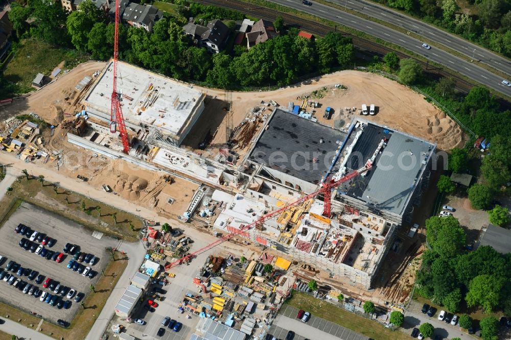 Schwerin from the bird's eye view: Construction site for the construction of depots and workshops in Schwerin in Mecklenburg-Vorpommern, Germany