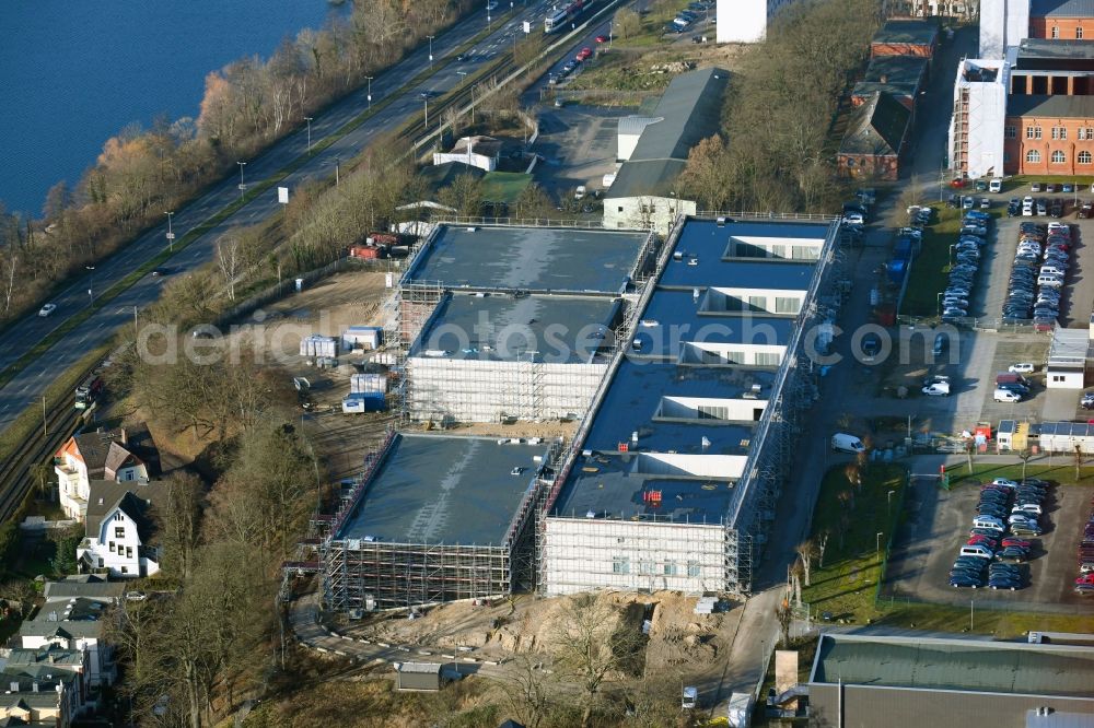 Aerial photograph Schwerin - Construction site for the construction of depots and workshops in Schwerin in Mecklenburg-Vorpommern, Germany