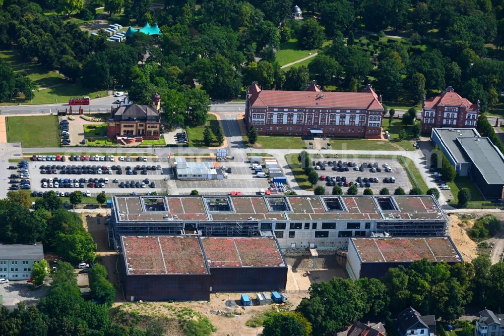 Schwerin from the bird's eye view: Construction site for the construction of depots and workshops in Schwerin in Mecklenburg-Vorpommern, Germany