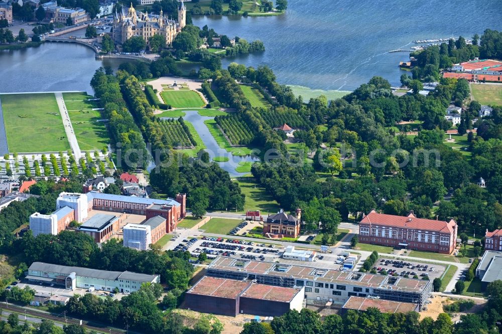 Aerial photograph Schwerin - Construction site for the construction of depots and workshops in Schwerin in Mecklenburg-Vorpommern, Germany