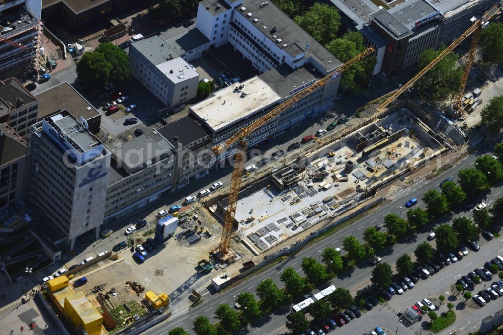 Aerial photograph Dortmund - Construction site for the new building of the museum at the DFB Königswall by the construction company Alpine Bau GmbH in Dortmund in North Rhine-Westphalia