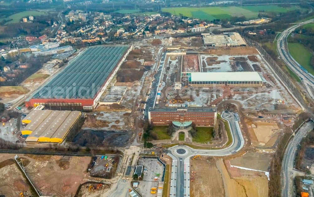 Aerial photograph Bochum - Construction site to build a new building complex on the site of the logistics center in the development area MARK 51A?7 in Bochum in the state North Rhine-Westphalia, Germany