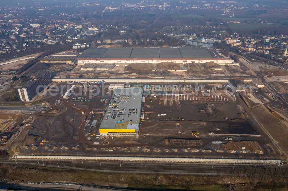 Aerial photograph Bochum - Construction site to build a new building complex on the site of the logistics center in the development area MARK 51A?7 in Bochum in the state North Rhine-Westphalia, Germany