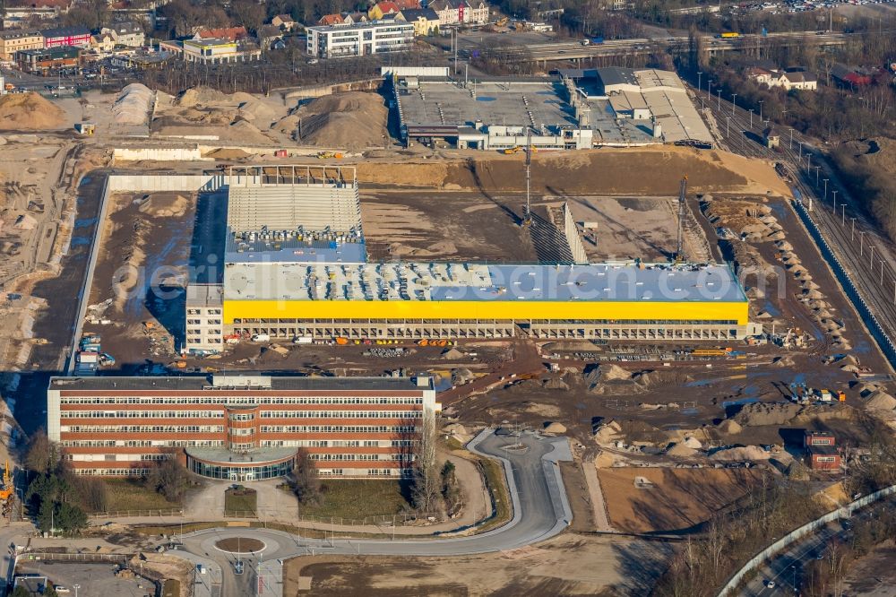 Bochum from above - Construction site to build a new building complex on the site of the logistics center in the development area MARK 51A?7 in Bochum in the state North Rhine-Westphalia, Germany