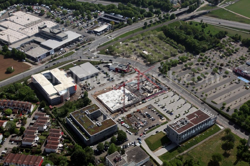 Mainz from above - Construction site for the new construction of the Haifa-Allee service center, built by the Provincial Dentists' Association in Mainz in the federal state of Rhineland-Palatinate, Germany