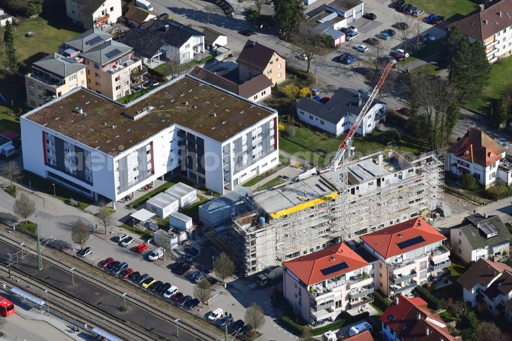 Aerial photograph Schopfheim - Construction site of the new buildings Dietrich Bonhoeffer House of the ESW, Evangelisches Sozialwerk Wiesental at the nursing home Georg-Reinhardt-Haus in Schopfheim in the state Baden-Wurttemberg, Germany