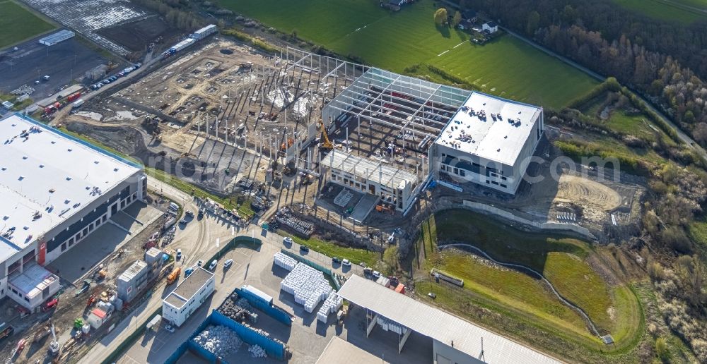 Aerial photograph Hamm - Construction site to build a new building complex on the site of the logistics center and Distribution Park in the district Uentrop in Hamm at Ruhrgebiet in the state North Rhine-Westphalia, Germany